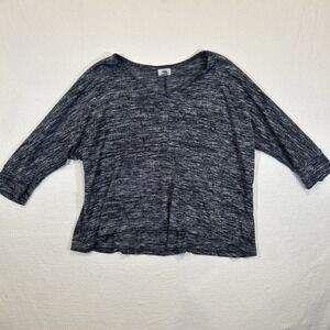 Old Navy Women Pullover Sweater V Neck Lightweight Blue Heathered 3/4 Sleeve XL